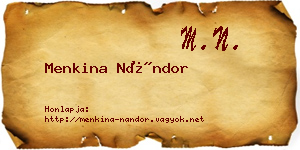 Menkina Nándor névjegykártya
